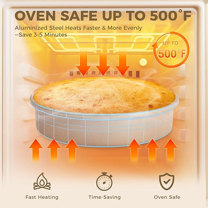 HONGBAKE 9 Inch Round Cake Pan Set of 2, Nonstick Ceramic Coating Cake Molds with Diamond Texture, Aluminized Steel Cake Pans Sets for Baking & Cheesecake, Heavy Duty & Non-Toxic (Gold, 2PCS)