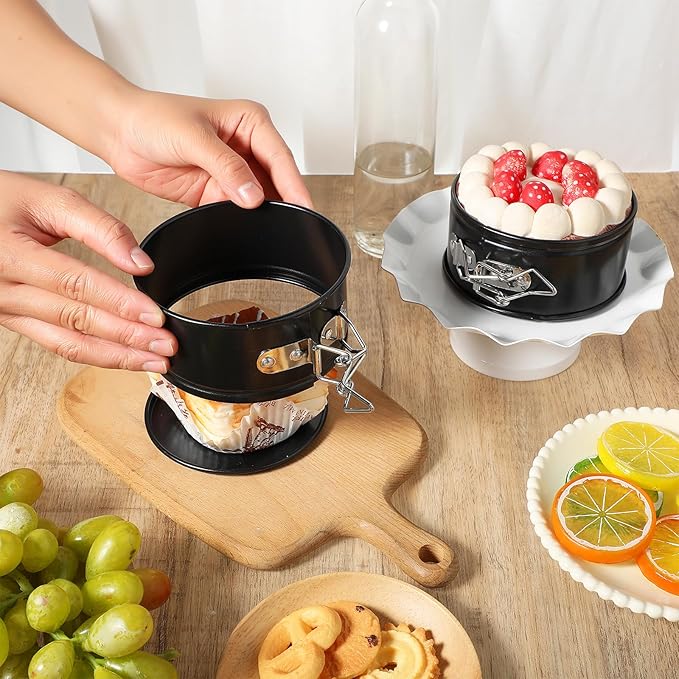 MAQUITA 8 Pcs 4 Inch Springform Pans - Small, Leakproof Round Cake Pans with Removable Bottom, Nonstick Baking Cake Molds for Mini Cheesecake & Pizza