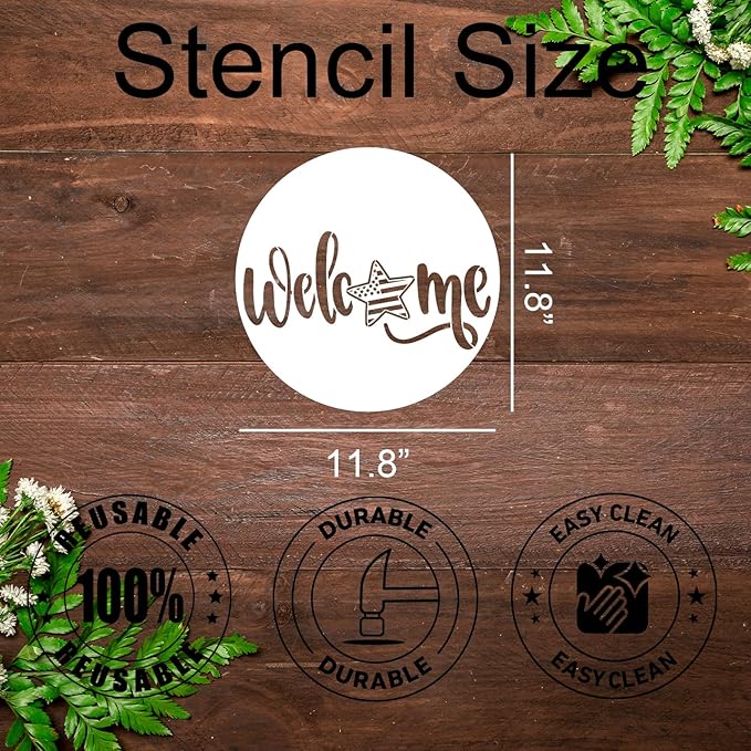 Patriotic Welcome Stencils 4th of July Stencil Independence Day Stencils for Painting on Wood Door Hanger Porch Sign Decor