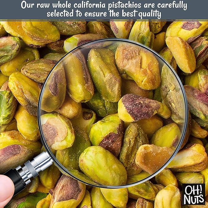 Oh! Nuts Pistachios No Shell - Raw - 100% Natural - 3 lb - Raw Whole California Pistachios - Packed in New York Zip-Seal Bag for Exceptional Freshness