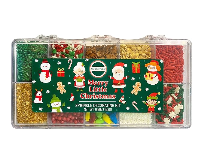 Mystic Sprinkles Christmas Holiday sprinkle Decorating Kits (Merry Little Christmas Sprinkle Decorating Kit 6.8oz)