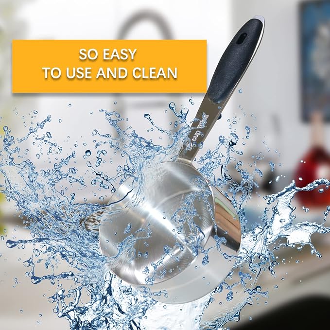 2PCS 1/2Cup (118ml, 4oz) Single Measuring Cup with Black Silicone Grip, Stainless Steel Individual Measure Scoop Only