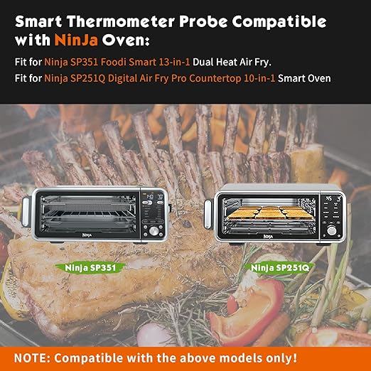 Smart Thermometer Probe for Ninja SP351 Foodi Smart 13-in-1 Dual Heat Air Fry, Compatible with SP351/SP251Q Oven, Replacement for Ninja Oven Thermometer Meat Probe 1 Pack