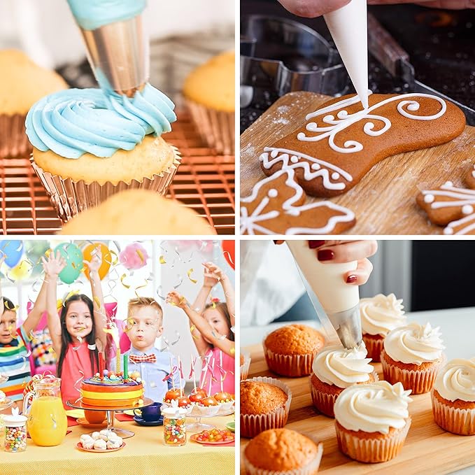 TOPULORS Disposable Piping Bags 12" Height - 100 PCS Pastry Bags - Tipless Icing Piping Bags for Frosting - Ideal for Cakes and Cookies Decorating Supplies - Extra Thick, Anti Burst, and Non-Slip