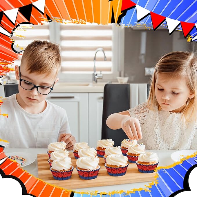 300 Pcs Cupcake Liners Paper Baking Cups Muffin Cupcake Wrappers for Cakes Baking Ice Cream Dessert Cheese Wedding Birthday Party Supplies(Red Blue)