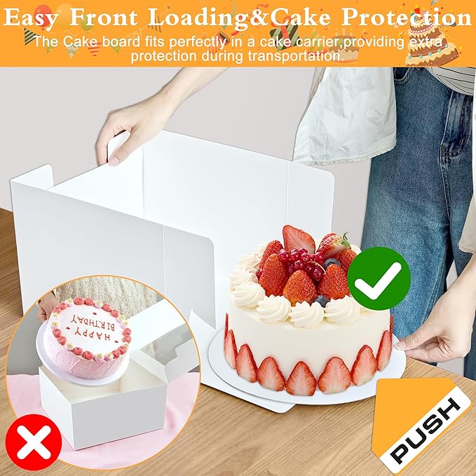 3 Pack Cake Boxes(10x10x8 Inches),White Bakery Boxes with Window,cardboard cake boxes,Cake Boards Decorating Supplies for Birthday,Mother's Day,Wedding,Party,Gift Giving,Cake Box 10 inch