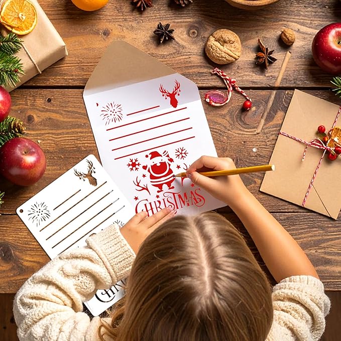 22Pcs Christmas Stencils for Crafts Reusable, Journal Stencil for Card Making Supplies, Drawing Happy New Year Christmas Stencils for Painting On Wood, Crafts, Wall Decorations(7 × 5 Inch)