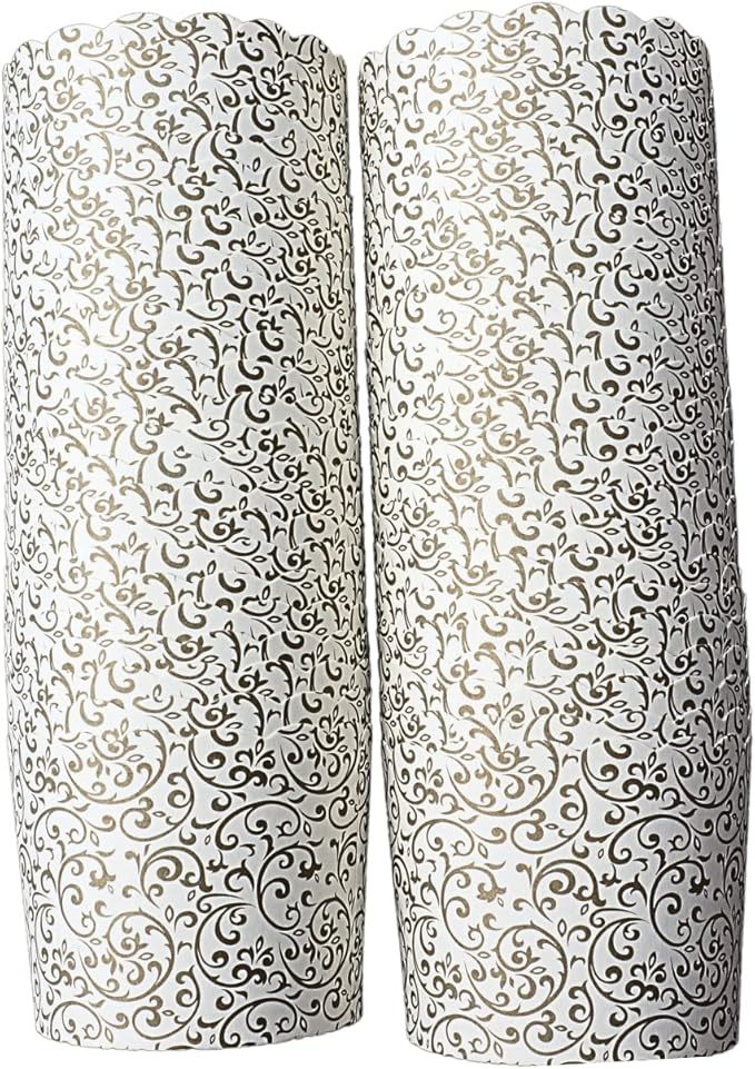 50-Pack Paper Baking Cups, Greaseproof Disposable Cupcake Muffin Liners (Large, Gold Scroll)