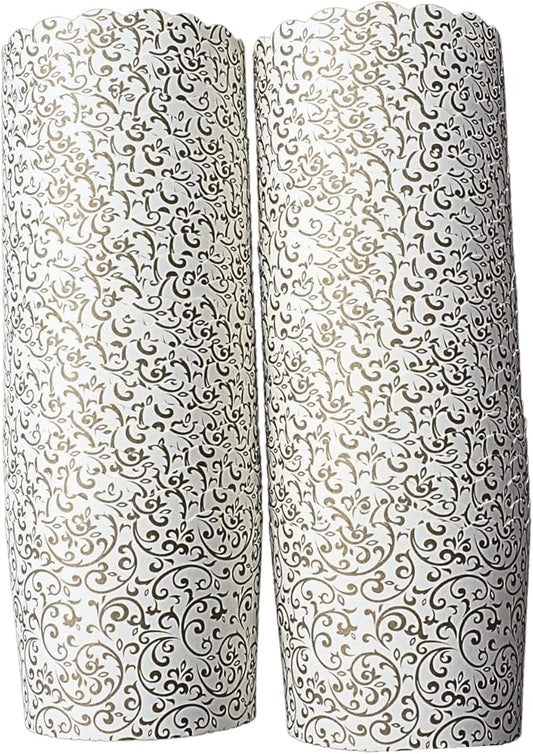 50-Pack Paper Baking Cups, Greaseproof Disposable Cupcake Muffin Liners (Large, Gold Scroll)