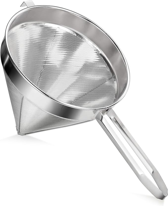 New Star Foodservice 34271 18/8 Stainless Steel China Cap Strainer, 9-Inch, Coarse Mesh