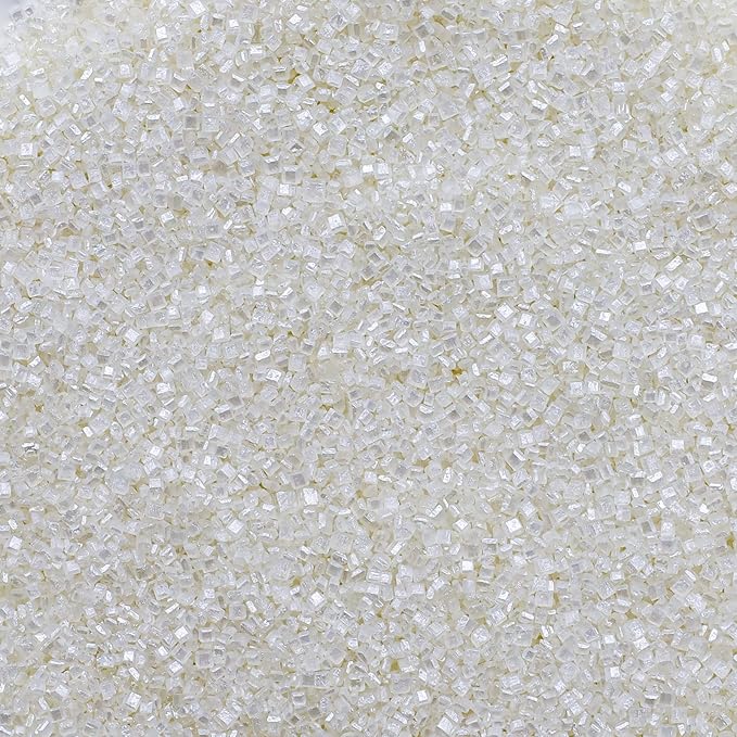 LEBERY Sanding Sugar White Edible Sugars Sprinkles Sanding Sugar for Cake Decorating, Edible Crystal Candy White Pearl Sprinkle for Wedding Party Baking Cupcake Cookie Ice Cream Decoration Supplies - 3 oz