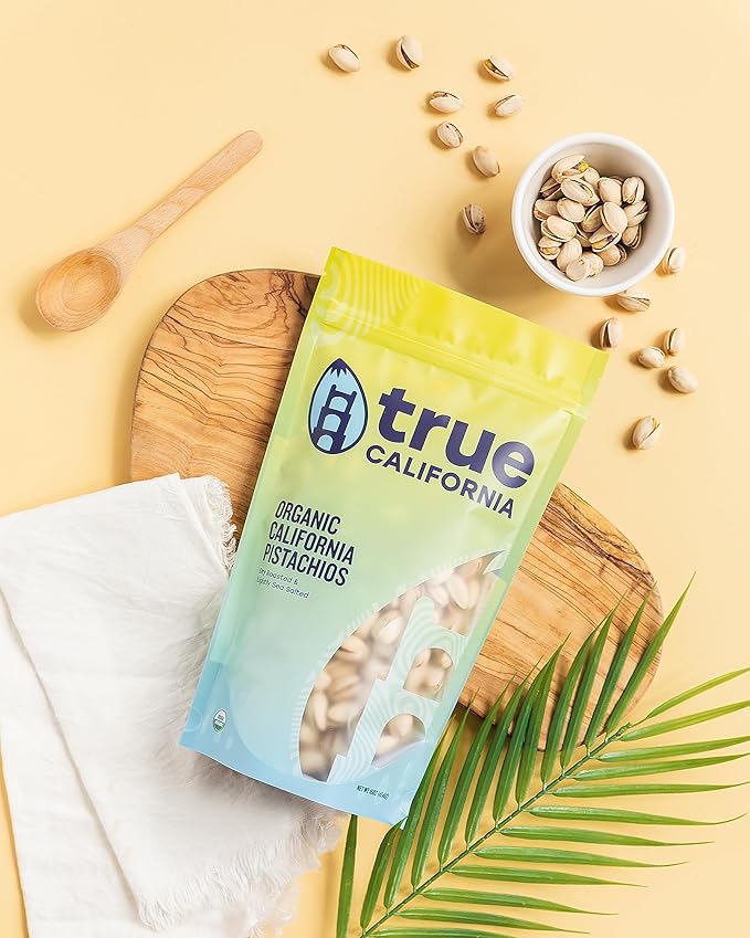 True California Organic Pistachios (1 LB) Dry Roasted & Lightly Sea Salted, In-Shell, Vegan & Gluten-Free