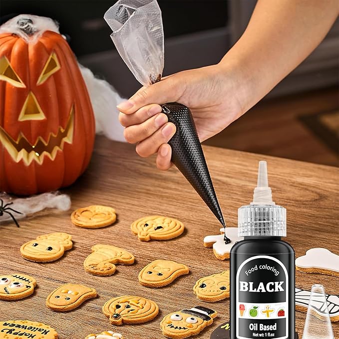 Black Oil Based Food Coloring for Chocolates Melts - 30ML Tasteless Liquid Edible Oils Food Dye Candy Cookies Decorating,Vivid Oil Food Color Baking Frosting Cake Decorations,Soap,Cosmetics