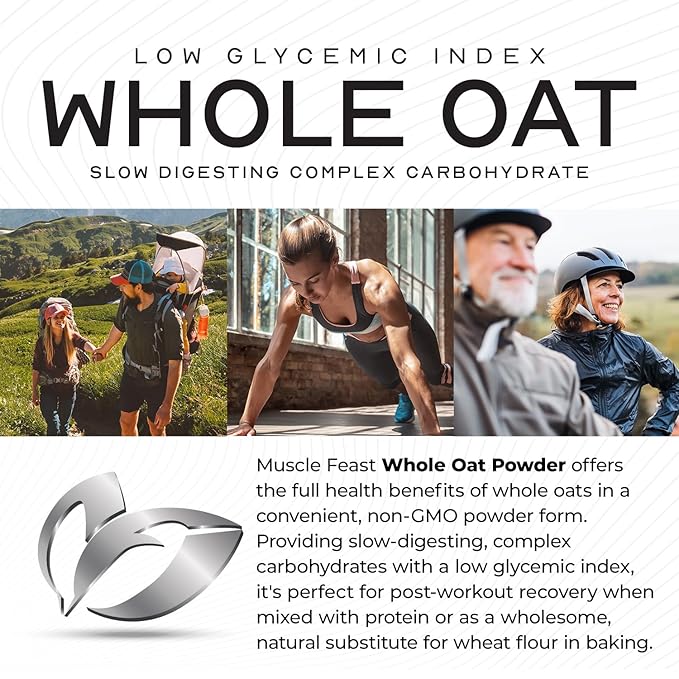 Muscle Feast Whole Oat Powder All Natural Complex Carb Non-GMO, Unflavored, 8lb