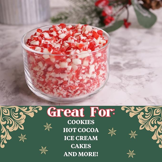 Crushed Peppermint Candy Pieces, Red and White Classic Flavor, Perfect Christmas Dessert and Drink Toppings, Resealable Bag, 12 Ounces