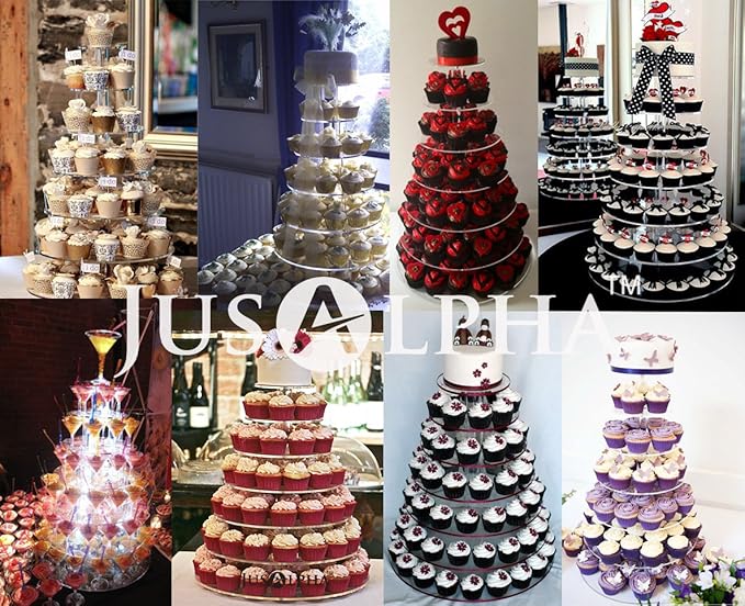 Jusalpha Large 7-tier Acrylic Round Cake Stand-cupcake Stand- Dessert Stand-tea Party Serving Platter for Wedding Party