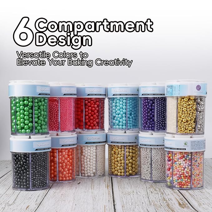Valentines Sprinkles for Cake Decorating, 11Oz 6 Sizes Pink Pearl Sprinkles for Cake Cupcake Ice Cream Donuts Cookie Baking Toppings