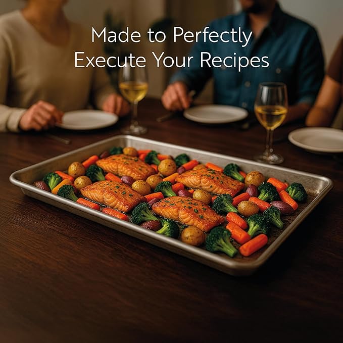 Restaurantware Met Lux 26 x 18 Inch Industrial Baking Pan 1 Heavy-Duty Full-Size Bakery Sheet Pan - Rimmed Edges Endures Up To 392F Aluminum Sheet Pan Dishwashable Ideal For Baking Or Roasting