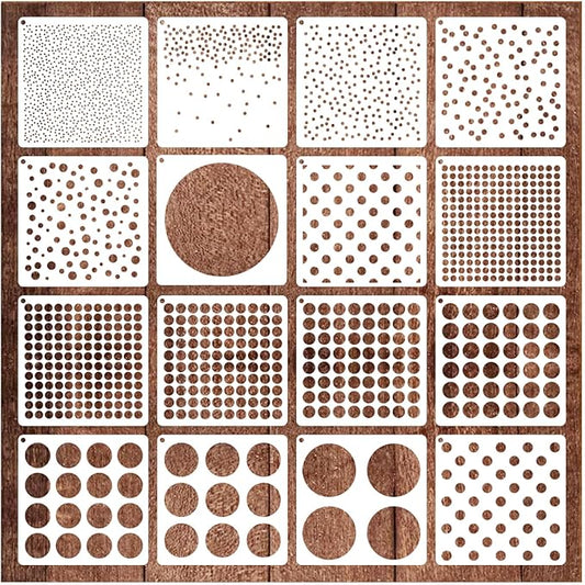 16 Pieces Circle Stencil Bubble Geometric Craft Stencil Polka Dot Stencils Mixed Media Circle Stencils for Painting on DIY Card Making Scrapbook Paper Fabric Pillows (16 Dot)