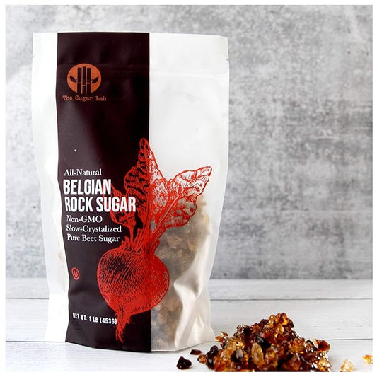 The Sugar Lab Belgian Rock Sugar – 1 Pound - Natural REAL Beet Sugar - Brown Rock Sugar - Teavana Style Tea Sugar - Perfect Sugar Cube or Amber Sugar Replacement - Natural Belgian Rock Sugar for Tea