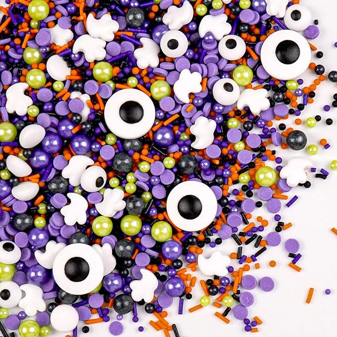 Halloween Mix Type Sprinkles for Cake Decorating, 150g/5.29oz, Edible Candy Eyeballs, Pearl Sugar Sprinkles Mix, Perfect for Cake Decoration, Cupcake Decorations Donuts Toppings