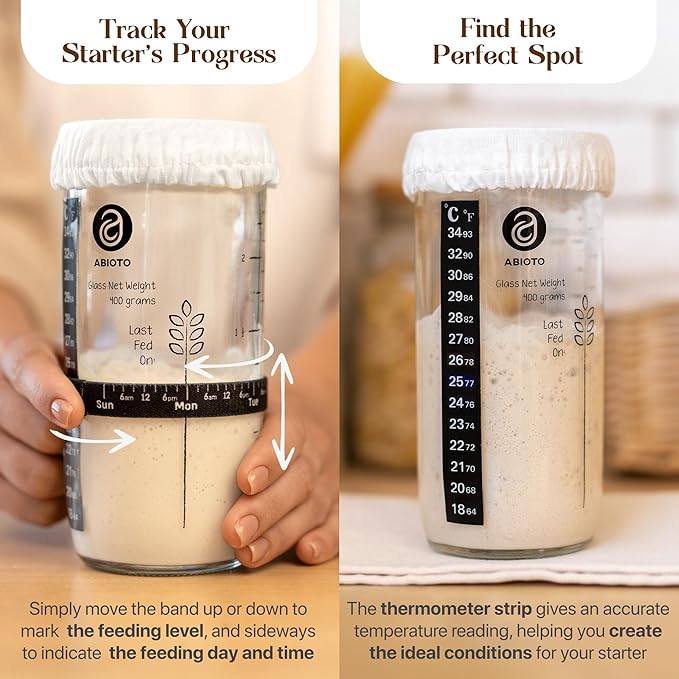 Sourdough Bread Baking Supplies and Starter Kit - Ultimate Bread Making and Sourdough Starter Kit with Proofing Baskets, Sourdough Jar, Bread Lame, Scrapers and Danish Whisk