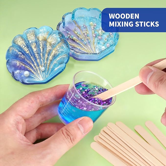 200 Pcs disposable measuring cups for resin, 2oz/60ml Plastic Graduated Cups with 200 Pcs Wooden Stirring Sticks, Clear Scale Cup for Liquid, Medicine