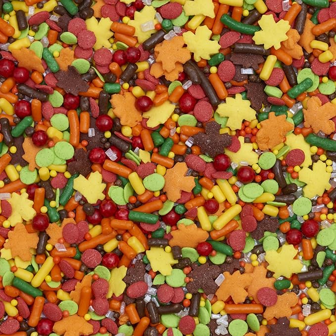 DecoPac Autumn Fusion Mix Sprinkles, 26oz, Shaped Candy Sprinkles in Handheld Container, Edible Decorations For Celebration Cakes, Cupcakes, Cookies and Donuts
