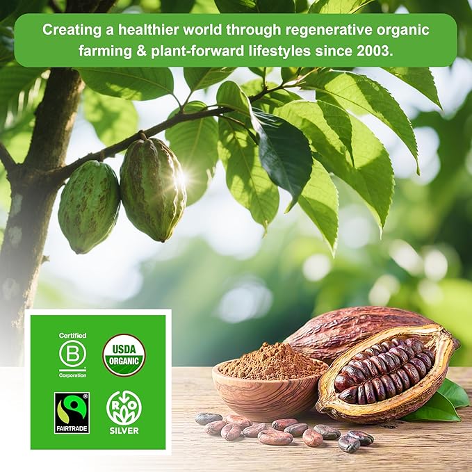 226g/2pack, Raw Organic Cacao Powder - Cold-Processed Unsweetened Cocoa, High Antioxidant Superfood for Protein Shakes & Hot Chocolate, Keto/Paleo Friendly