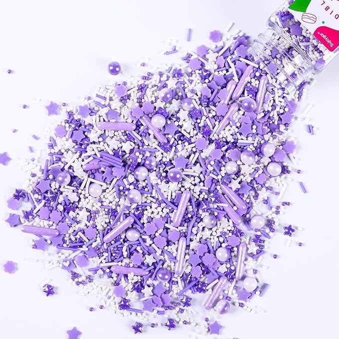 Purple Sprinkles for Cake Decorating, 3.52oz Edible Star Sprinkles, Cupcake Sprinkles, Baking Sprinkles, Ice Cream Sprinkles, Cookie Sprinkles
