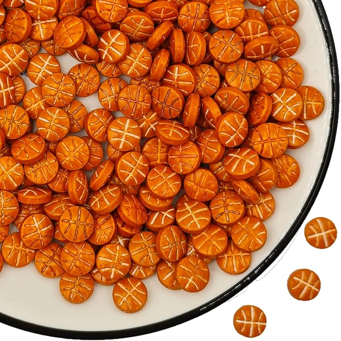 Edible Sugar Mini Basketball Sprinkles Cake Cupcake Toppers Cookie Decorations Sweet Dessert Sprinkle for Party Decorating,4.6oz