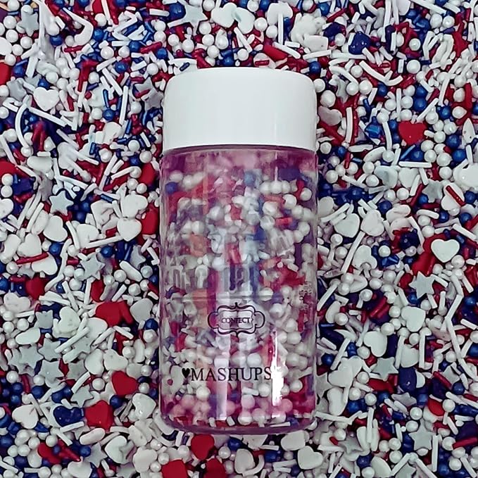 Confect Cake Mate Edible Dessert Sprinkles –Red, White & Navy Blue Colorful Baking and Cake Decorating Sprinkles for Cupcakes, Cookies, and Ice Cream Toppings | Vegan, Gluten-Free, Soy-Free, Dairy-Free, Palm Oil-Free- 4.2 Oz