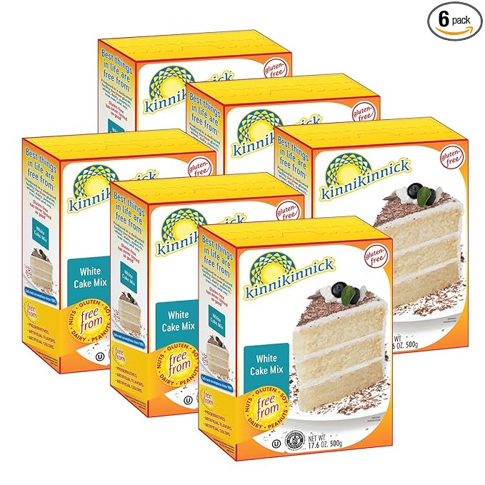 Kinnikinnick - White Cake Mix - Gluten Free, Allergy Friendly Cake Mix - 17.6 oz. Boxes - 6 Pack