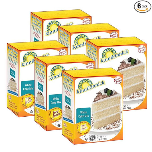 Kinnikinnick - White Cake Mix - Gluten Free, Allergy Friendly Cake Mix - 17.6 oz. Boxes - 6 Pack