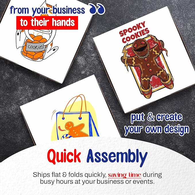 MT Products Custom Printed Bakery Boxes - 12" x 12" x 5" White Customizable Cake, Cookie and Pie Boxes with Logo - Made in the USA