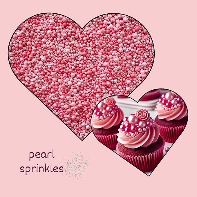 Confect Love Disco Balls – Pearlescent Pink Edible Decorative Sprinkles, Large Dahlia Candy Balls for Cake Decorating, Cupcakes, Cookies & Desserts | Baking Decoration | Vegan, Gluten-Free, Nut-Free, Soy-Free, Dairy-Free, Palm Oil-Free- 4.2 Oz