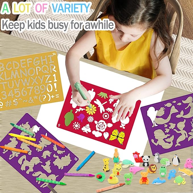 30 Pieces Drawing Stencils Set for Kids, Plastic Drawing Painting Stencil Templates for Kids Crafts School Art Projects, Journal Stencil with 400+ Images