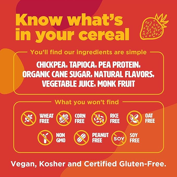 Three Wishes Grain-Free & Protein Cereal - Healthy, Low Sugar & Gluten-Free Breakfast Cereal - Low Carb, Plant-Based, Vegan & Non-GMO - Fruity, 4-Pack