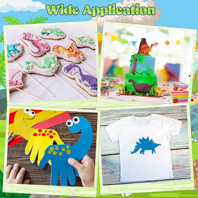 66 Pcs Small Stencils for Crafts Reusable 3 Inch Stencils for Painting on Wood DIY Craft Paint Template for Wall Home Decor Card Rock Canvas Drawing Holiday Ornament(Dinosaur)