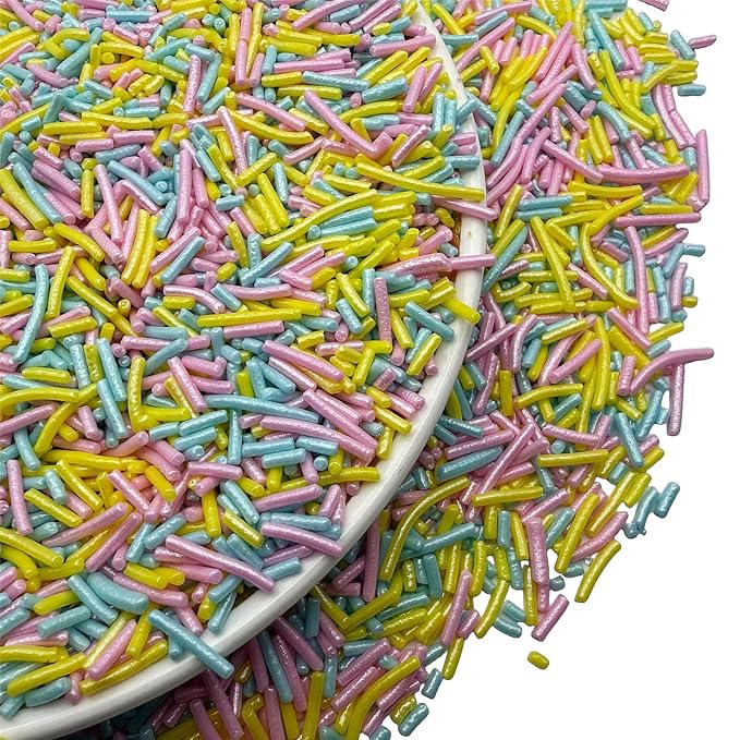 SE Si&Moos Baby Blue Pink and Yellow Jimmies Sprinkles Pink and Blue Sprinkles for Cake Decorating Edible Crunchy Jimmies for Topping Ice Cream, Cookies, Cakes, Cupcakes, Dessert Decorating 3 OZ