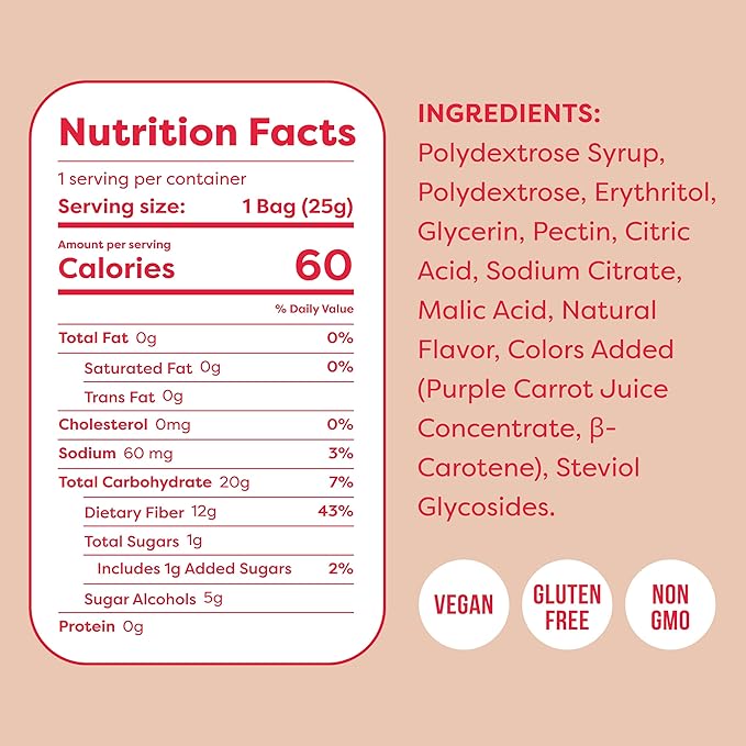 Kiss My Keto Sugar Free Gummies, Peach Rings 16-Pack – Satisfy Cravings while Staying in Ketosis – High Fiber, 3g Net Carbs, Non-GMO, Vegan, & No Gluten – Calorie-Friendly Vegan Candy