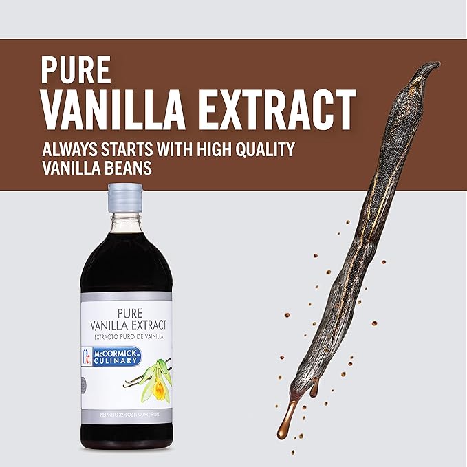 McCormick Culinary Vanilla Extract, 32 fl oz - One 32 Fluid Ounce Container of Gluten Free and Non-GMO Pure Vanilla Extract Made From Premium Vanilla Beans Perfect for Chefs & Home Bakers