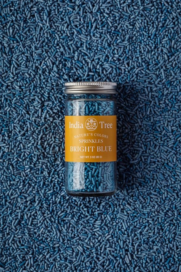 Bright Blue Sprinkles – Vegan, Dye-Free, Non-GMO, Top 9 Allergen-Free, 3 oz Jar – India Tree Nature’s Colors