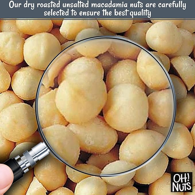 Oh! Nuts Macadamia Nuts - 3 lb - Dry Roasted Unsalted Macadamia Nuts - Oven Roasted - No Oil - Packed in New York Zip-Seal Bag for Exceptional Freshness