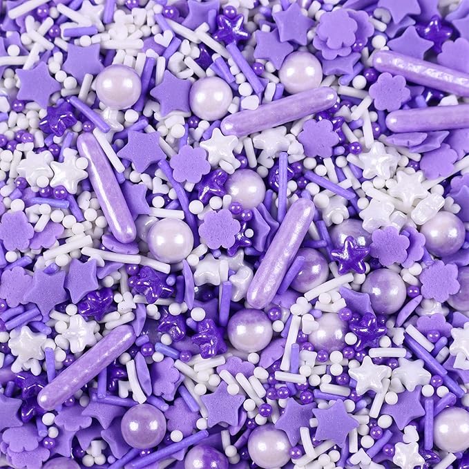 Purple Sprinkles for Cake Decorating, 3.52oz Edible Star Sprinkles, Cupcake Sprinkles, Baking Sprinkles, Ice Cream Sprinkles, Cookie Sprinkles