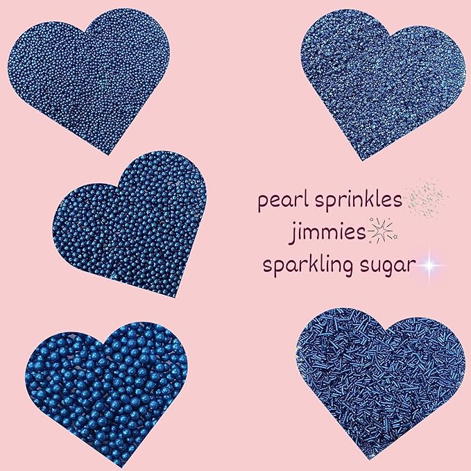 Confect Christmas Sprinkles Mix – Midnight Royalty Navy Blue, Edible Dragees, Jimmies & Sparkling Sugar – Assorted Pack of 5 for Cake & Cupcake Decorating, Holiday Baking & Party Decor | Vegan, Gluten-Free, Nut-Free, Soy-Free, Dairy-Free - 5 Oz