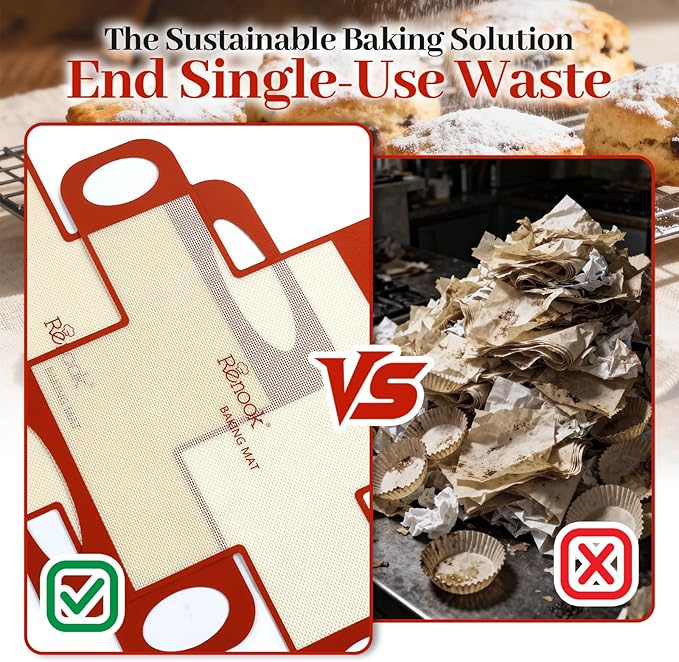 Silicone Baking Mats, 2 PACK Silicone Bread Loaf Pan Liner & Lifters with 4 Handles, Food-Grade Reusable Bread Sling, NonStick & Easy Clean Dough Transfer Baking Mat for 9 X 5 IN Loaf Pans