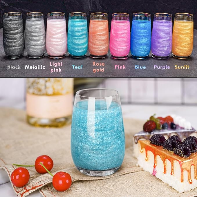 NiHome Edible Food-Grade Glitter Powder Glimmer Luster Dust Metallic Fancy Food Decorating Sprinkle Glimmery Dust for Drink Wine Beverage Cake Bakery Vegan Allergen-Free (Teal, 0.35oz/10g)