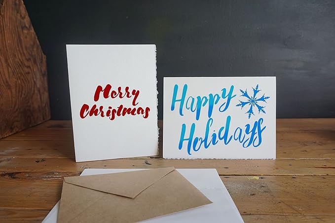Stencil1 Holiday Greetings 4 Pack Set Stencil – Reusable Winter Christmas Template for DIY Crafts, Holiday Decor, Painting on Wood, Fabric, Cards & More - 8.5" x 11"
