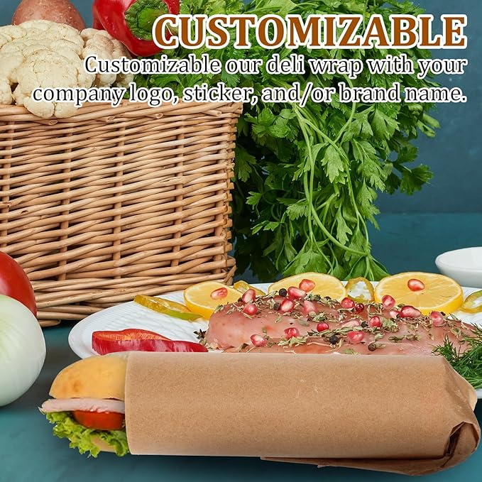 JOUTYFOR Home 12 x 12 Grease Proof Deli Wrappers (500 Pack) - Pre Cut Natural Wax Paper Sheets - Recyclable Food Basket Liners Deli Squares For Sandwiches, Lining Wire Food Baskets, Foods Tray